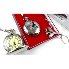 RAF Silver Plated Pocket Watch and Jet Keyring RAF Silver Plated Pocket Watch and Jet Keyring